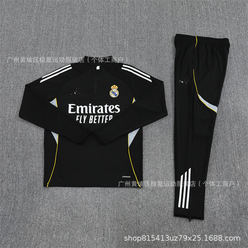 足球训练服皇马半拉链长袖球衣秋冬卫衣批发 Real Madrid Jersey|undefined