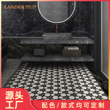 大理石拼花水刀切割马赛克金属电视背景墙水晶白六角马赛克石材