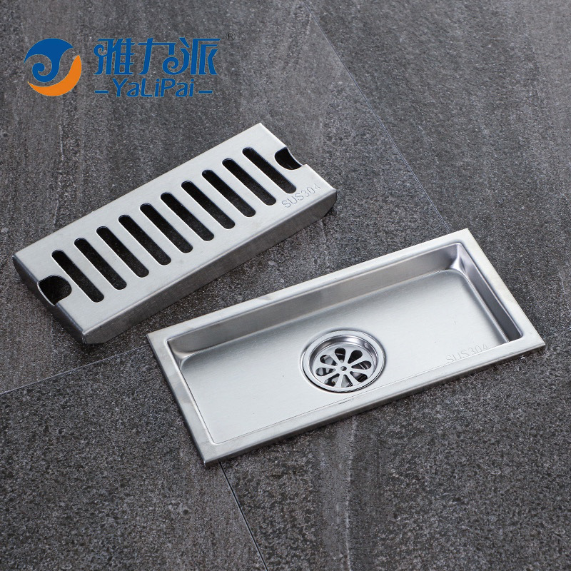304 de acero inoxidable Baño de desagüe de piso rectangular baño largo desodorante techo gran desplazamiento ducha Desagüe de piso