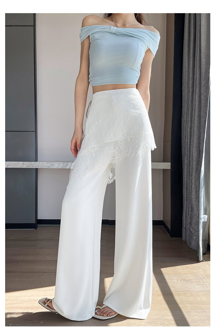 Quần culottes nữ ống rộng cạp cao ren eo phong cách Hàn Quốc — màu đen chi tiết 32