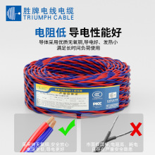 胜牌国标电线RVS2*0.5双绞线花线电线纯铜铜芯双绞股 家装双股线