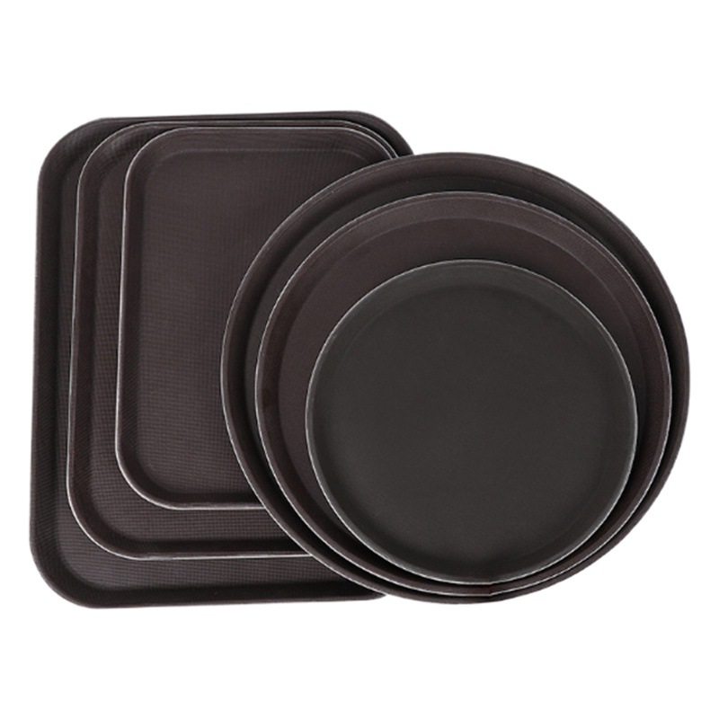 Bandeja de plástico templado antideslizante rectangular redonda Barra de té KTV restaurante vajilla para servir comida USO COMERCIAL