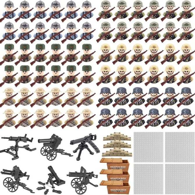 国境を越えた軍事ビルディングブロック第二次世界大戦人形コレクションシリーズ武器土嚢ビルディングブロック子供のおもちゃ組み立てビルディングブロックミニフィギュア|undefined