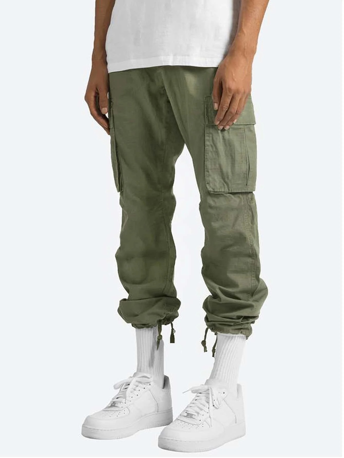 Pantalons décontractés pour hommes, nouveaux vêtements de travail d'été pour hommes avec cordon de serrage, pantalons décontractés multi-poches_voghion.com