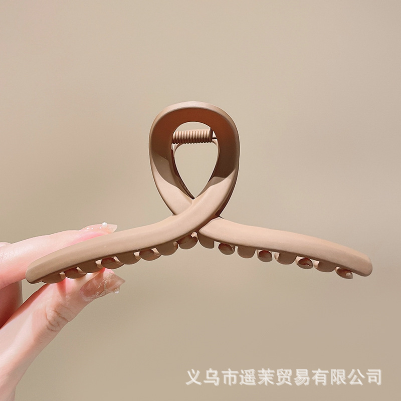 咖色磨砂抓夹女2025年新款发夹后脑勺大号发量多鲨鱼夹子发卡头饰|undefined