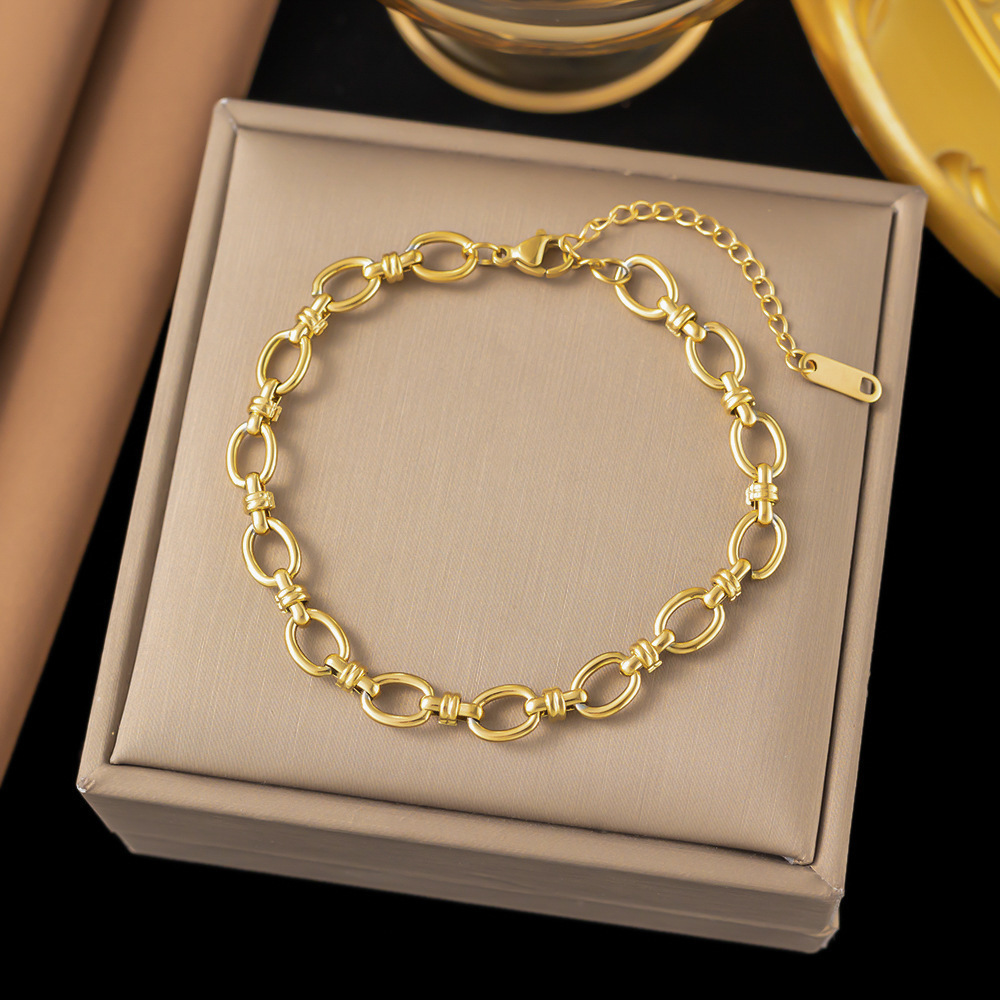 45【e61】round cuban chain bracelet gold