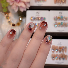 【糖果派对】纯手工穿戴甲美拉德钻光疗纯欲高级显白纯手作美甲片