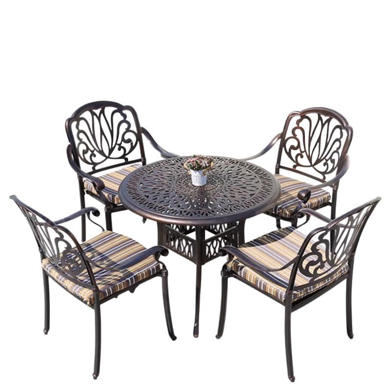 Mesas y sillas de aluminio fundido al aire libre Mesas y sillas de comedor de patio Mesas y sillas de jardín al aire libre Cartera de barbacoa de aleación de aluminio Hoja de ingeniería del hotel