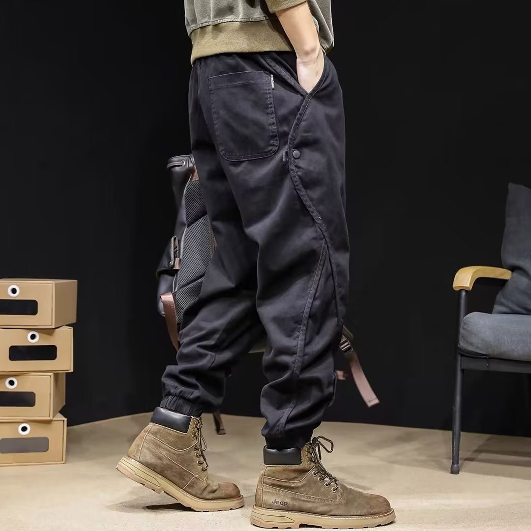 Trendy Men's Cargo Pants Spring and Autumn New Korean Style Loose Jogger Casual Pants Stylish Harem Cropped Pants