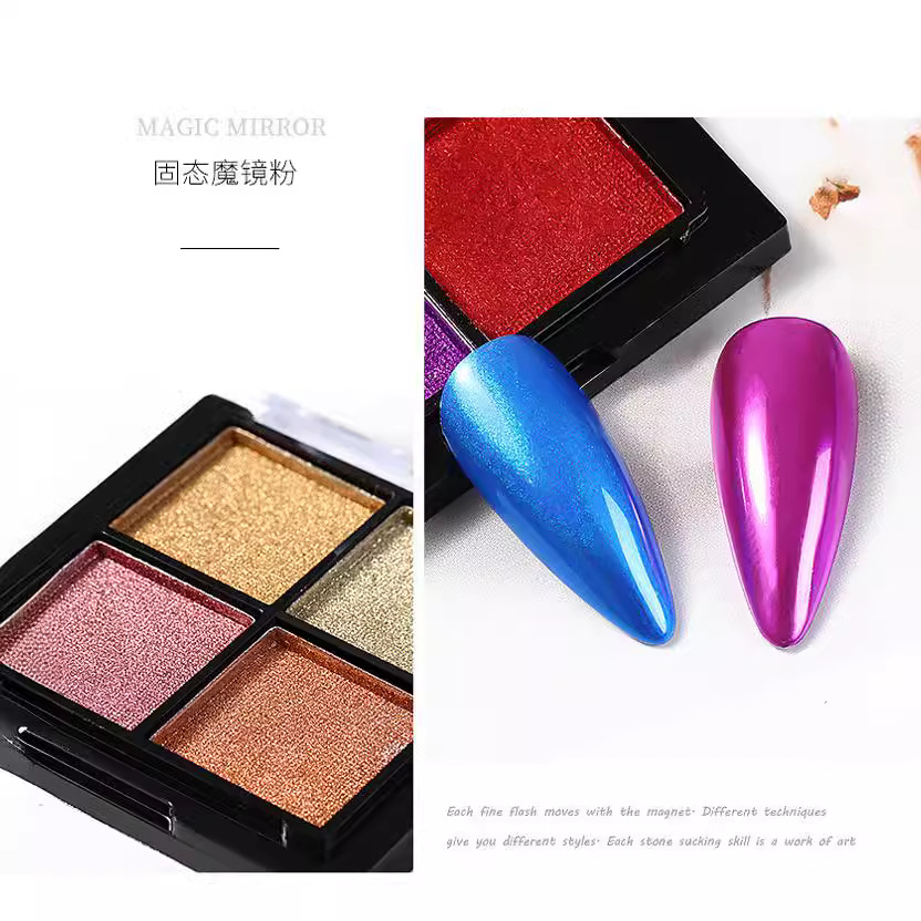 Celebridad de Internet de cuatro colores de estado sólido Espejo mágico Rosa Aurora polvo de uñas de titanio polvo de oro tirano oro bronce brillo de uñas decoración en polvo
