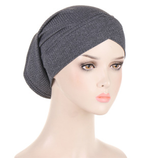 Cross-border new solid color thread cross-bottoming barrel cap fashion pullover small cap pit bar barrel cap