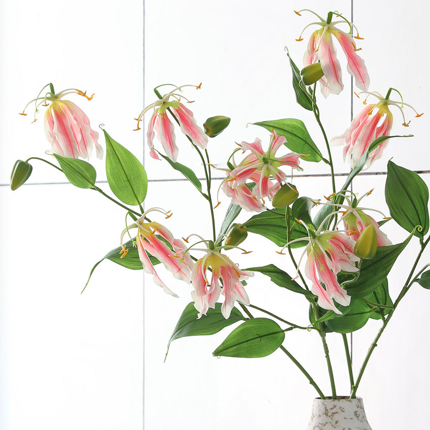 Artificial flower flame lily, artificial flower Jialan, modern home model room decoration, wedding photography, cross-border silk flower wholesale pic 4