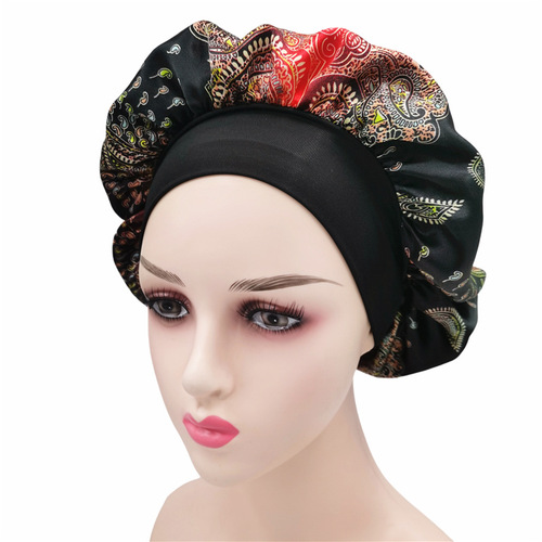 Large Print Headband Sleep Hat Bohemian Style Head Scarf Chiffon Bath Hat Beauty Hair Makeup Hat