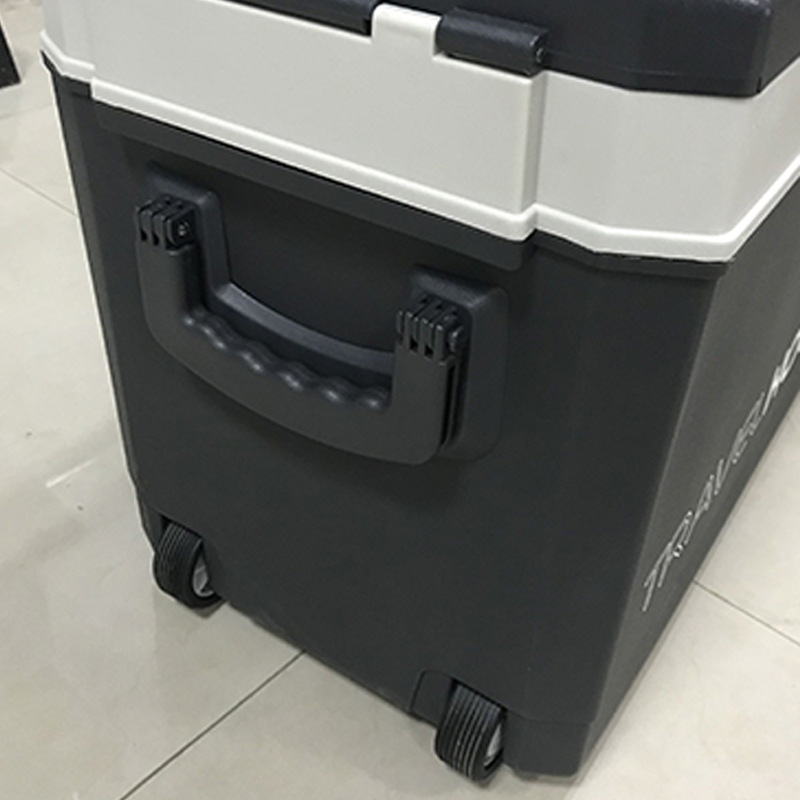 Nueva 35L gran capacidad al aire libre portátil pequeña refrigeración calefacción coche hogar coche de doble uso mini refrigerador con ruedas