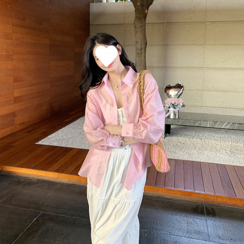 スーパーフェアリーホットスタイル甘辛かわいい日焼け止めシャツニッチ薄手ゆったり長袖万能白夏韓国風アウター|undefined
