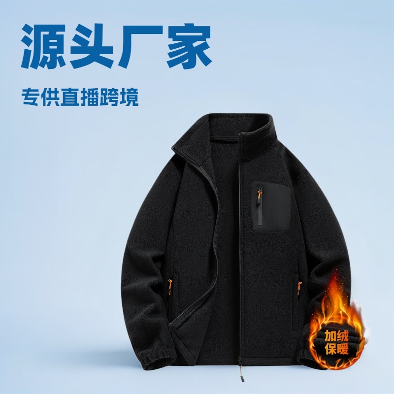 Otoño y invierno nuevo tipo de chaqueta de terciopelo para hombres y mujeres con terciopelo caliente de cuello relajado de grano de agitación casual chaqueta de terciopelo para hombres