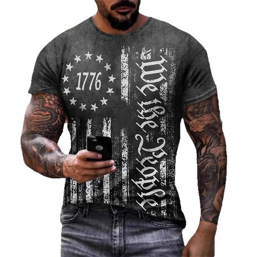 2025 Men's Trendy Fashion 3D Digital Letter Series Printed T-Shirt for Adults, Men's Crew Neck T-Shirt Suitable for Outdoors