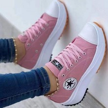 跨境2022春季新款低帮单鞋女厚底帆布鞋女帆布现货松糕底大码女鞋