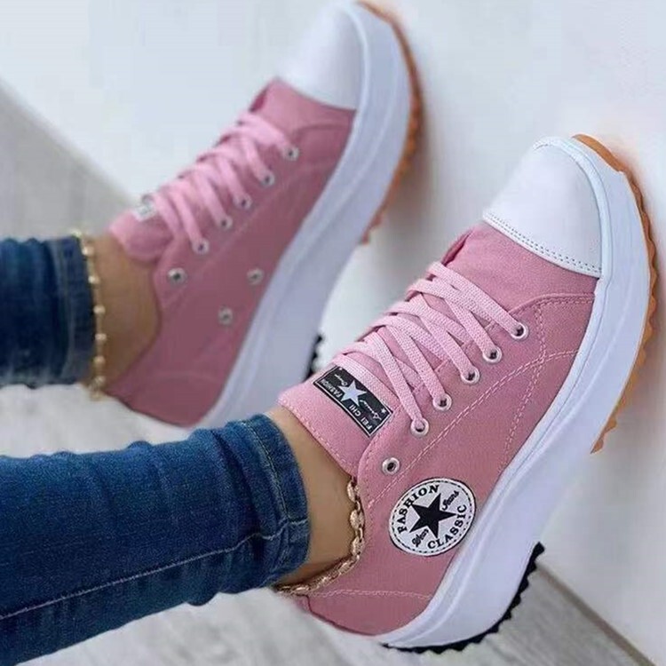 Cross-border 2022 spring new low-top single-layer shoes women's thick-soled canvas shoes women's canvas spot platform cake bottom large size women's shoes