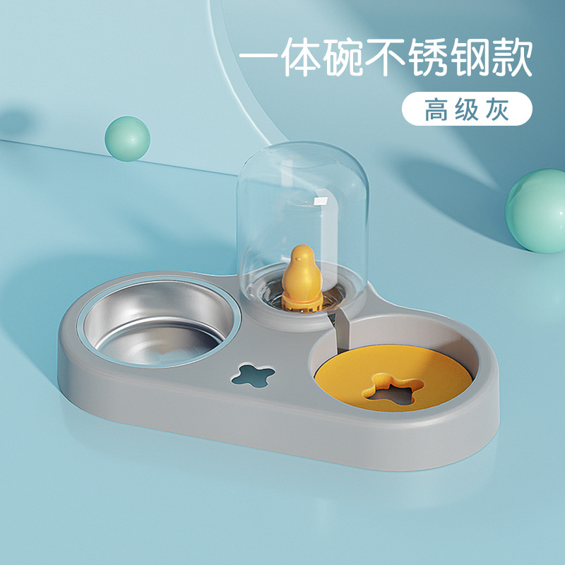 Alimentador de gato para mascotas alimentador de agua automático de recarga de agua gato tazón de agua antidetonante tazón de arroz tazón de protección del cuello tazón de gato doble tazón