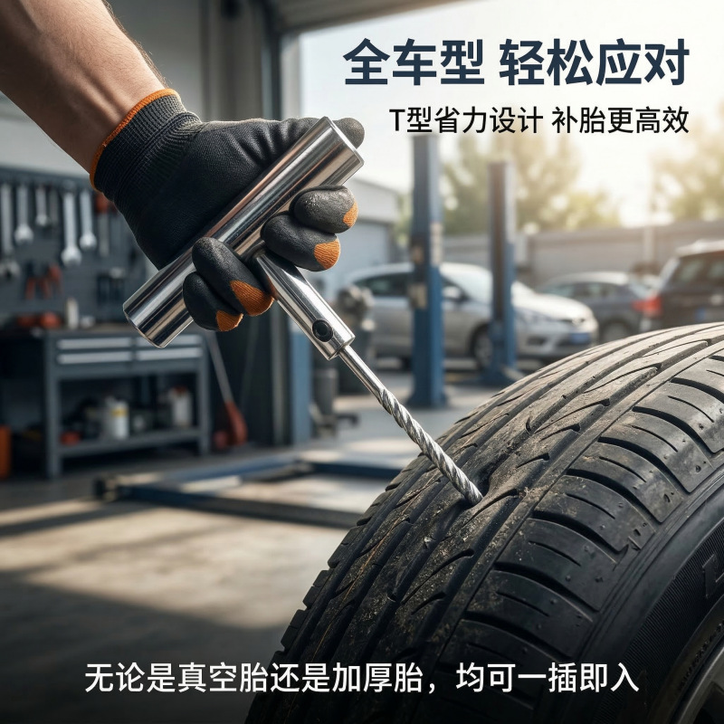 Car Tire All-Steel Tire Repair Needle, Vacuum Tire Repair Strip, Tire Repair Tool, Iron Handle Tire Repair Needle, Cold Tire Repair Insert Needle