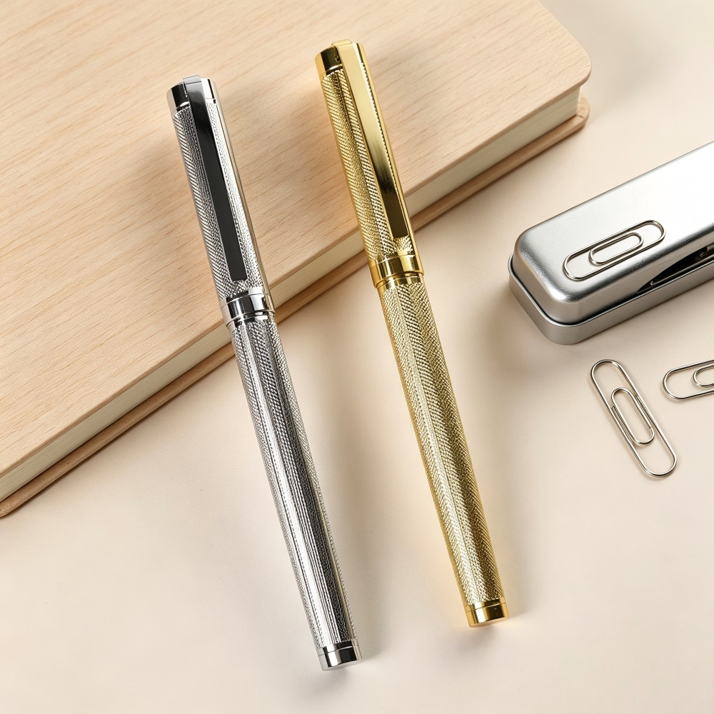 Cross-border best-selling engraved fountain pens, metal signature pens, corporate business promotional gifts, and oil-based pens with logos