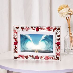 Cross-Border 7inch Digital Photo Frame Dried Flowers Acrylic Picture Video Music Transmission Holiday Birthday Business Gift