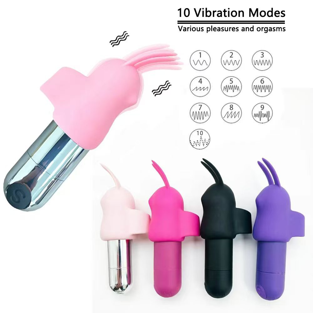 Silicone Rabbit Ear Mini Vibrator, 10-Speed Wireless Charging, Pink — detail image 1