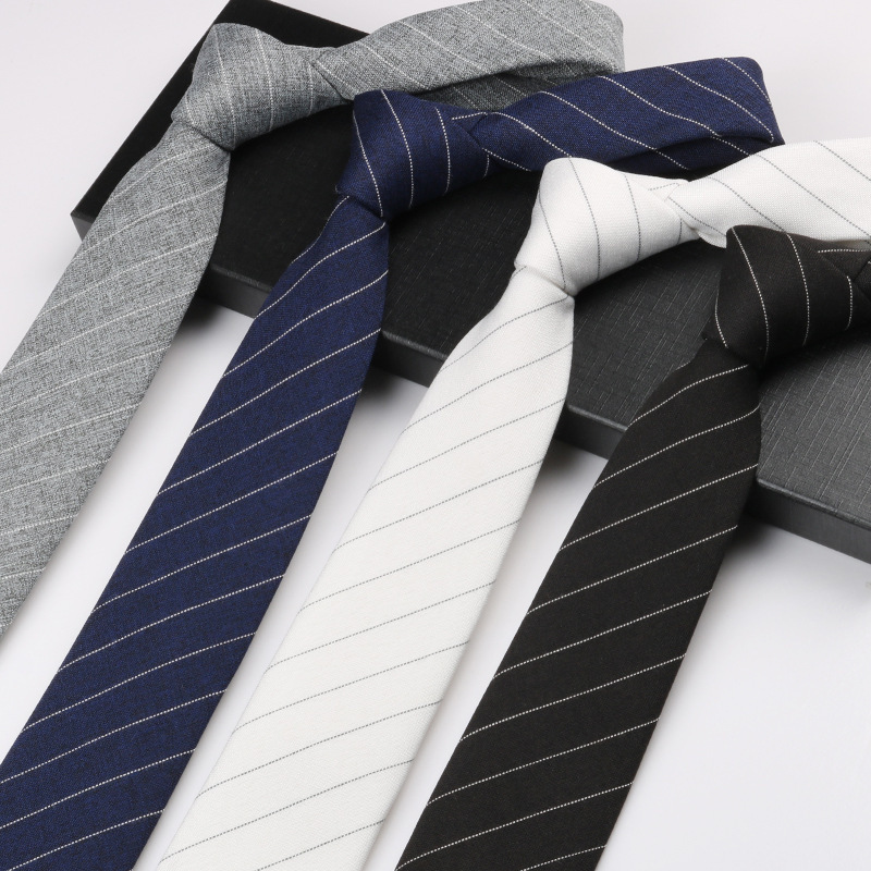 7cm Striped Black and White Shirt Men's Wide Version British Hong Kong Style Versatile Casual Cotton Tie