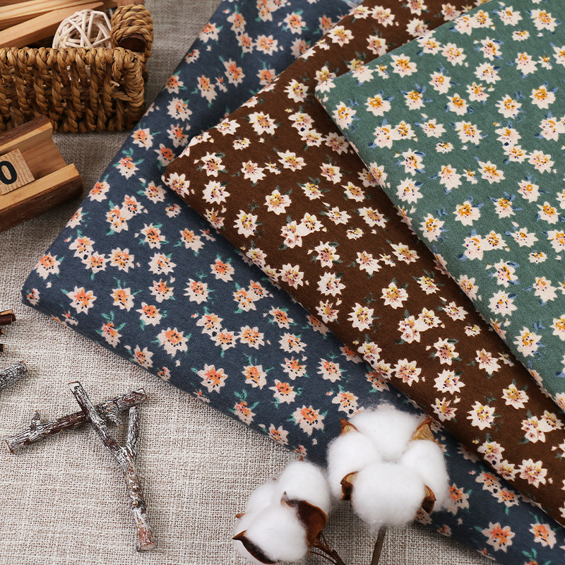 全棉印花面料 160g加厚活性印染碎花布料 秋冬磨毛连衣裙床品布料