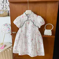 Девушка Cheongsam юбка 2025 новый цветочный платье baby congsam congsam congs юбка девушка короткая юбка