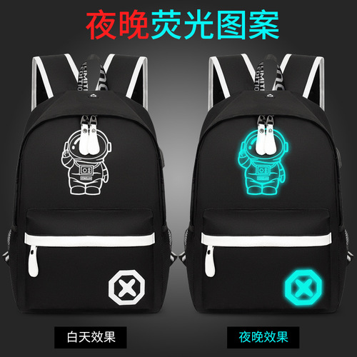 Student Double Strap Trendy Casual Glowing Backpack Large Capacity Korean Style Cool Neon School Bag