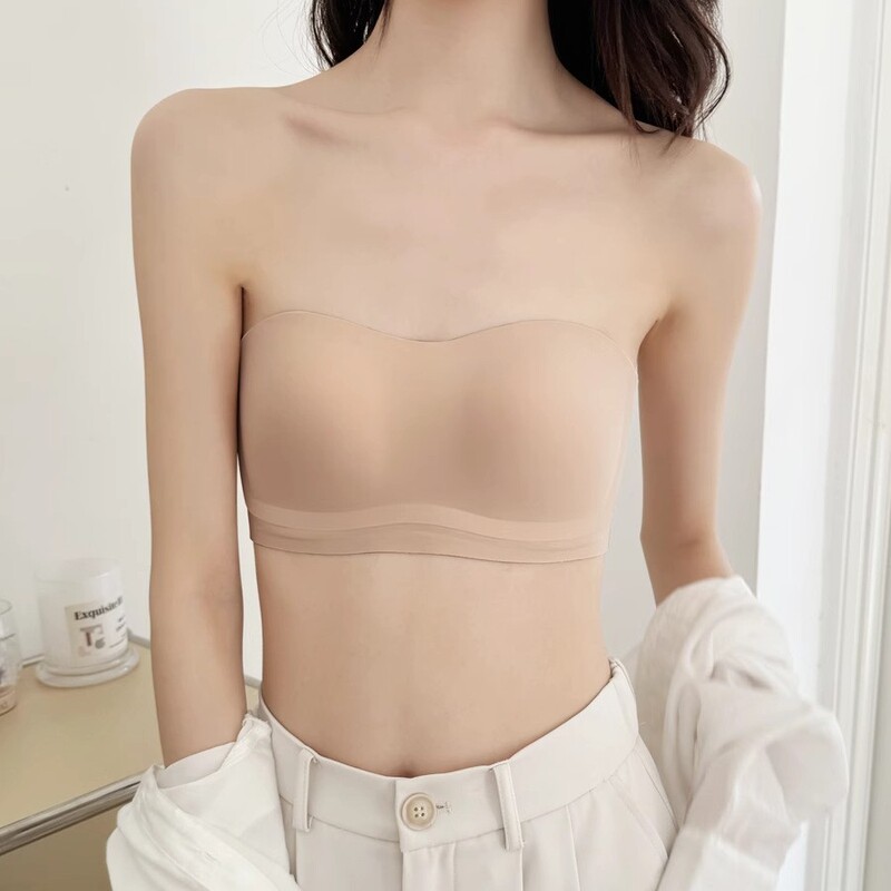 Bungee Cover 3.0 Upgraded Non-Slip Strapless Intimates Women's Bandeau Style Invisible Push-Up Seamless Thin Bra Summer
