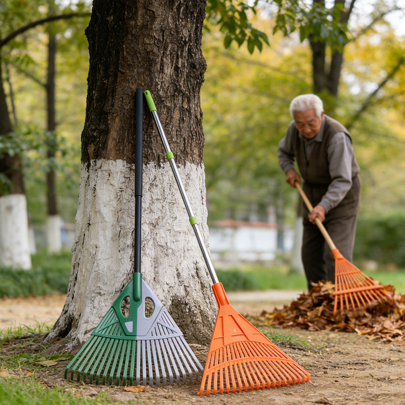 Gardening Deciduous Rake Plastic Grass Rake Rake Garden Grass Rake Dead Leaf Rake Gardening Tools Long Wooden Handle Grass Rake