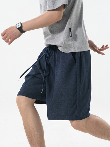 Light sports style imitation denim casual shorts summer fashion brand loose straight mid-pants simple breathable quarter pants q