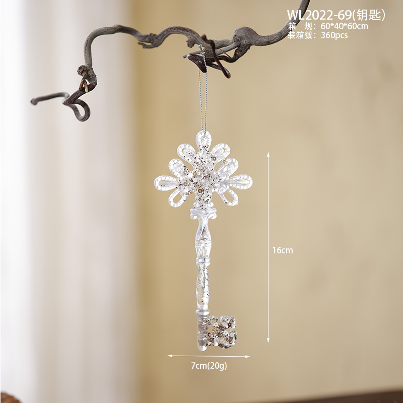 Nuevos productos transfronterizos transparentes copo de nieve acrílico decoraciones de árbol de Navidad guirnaldas bolsas de regalo colgante diseño accesorios colgante