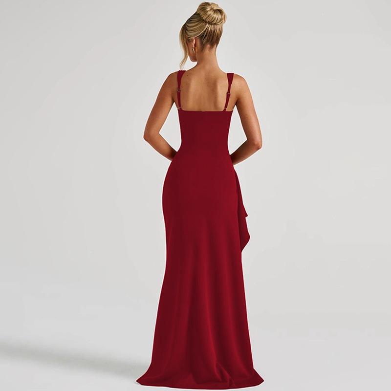 Women's Sexy Halter High Slit Maxi Dress – Elegant Evening Party Gown For Summer_ecoleips.com