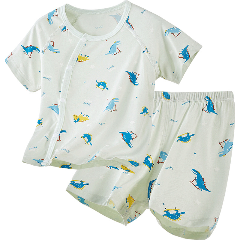 Traje de bebé verano para niños delgados de manga corta dividida niños y niñas ropa de verano entrepierna abierta pijamas para niños pequeños ropa de bebé