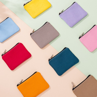 Cross-border New Bag Canvas Coin Purse Women's Japanese Style Simple Plain Cosmetic Bag Mini Zipper Bag