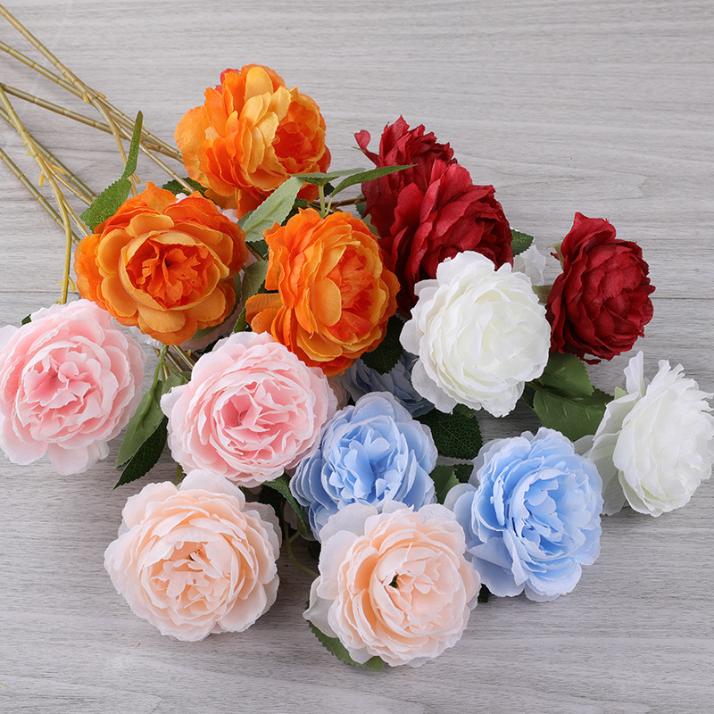 仿真洋牡丹 婚慶假花婚禮仿真花牡丹排花舞台裝飾花藝絹花花束