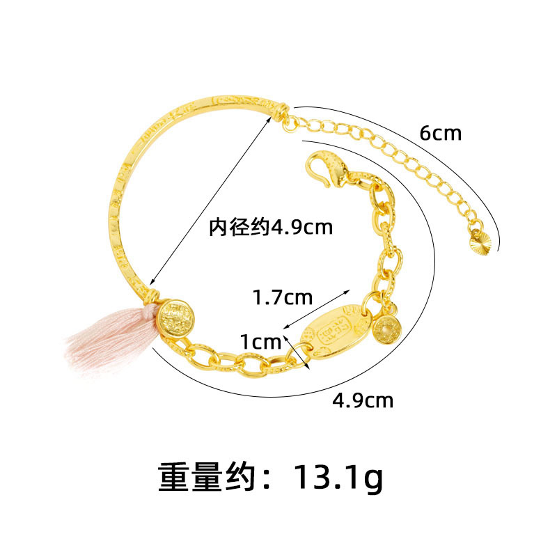 Brazalete de oro de arena para niñas brazalete de alta calidad ajustable extensión de cadena de joyería estilo nacional al por mayor