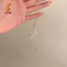爆闪方糖项链女款轻奢小众设计高级感闺蜜气质锁骨链时尚百搭颈链