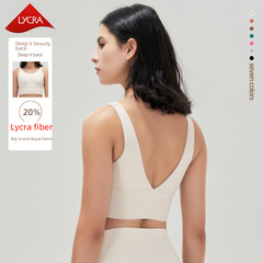 Sports Bra for Women LYCRA Yoga Backless Exercise Bra with Push-up Pads Deep V Beauty Back Workout Bra