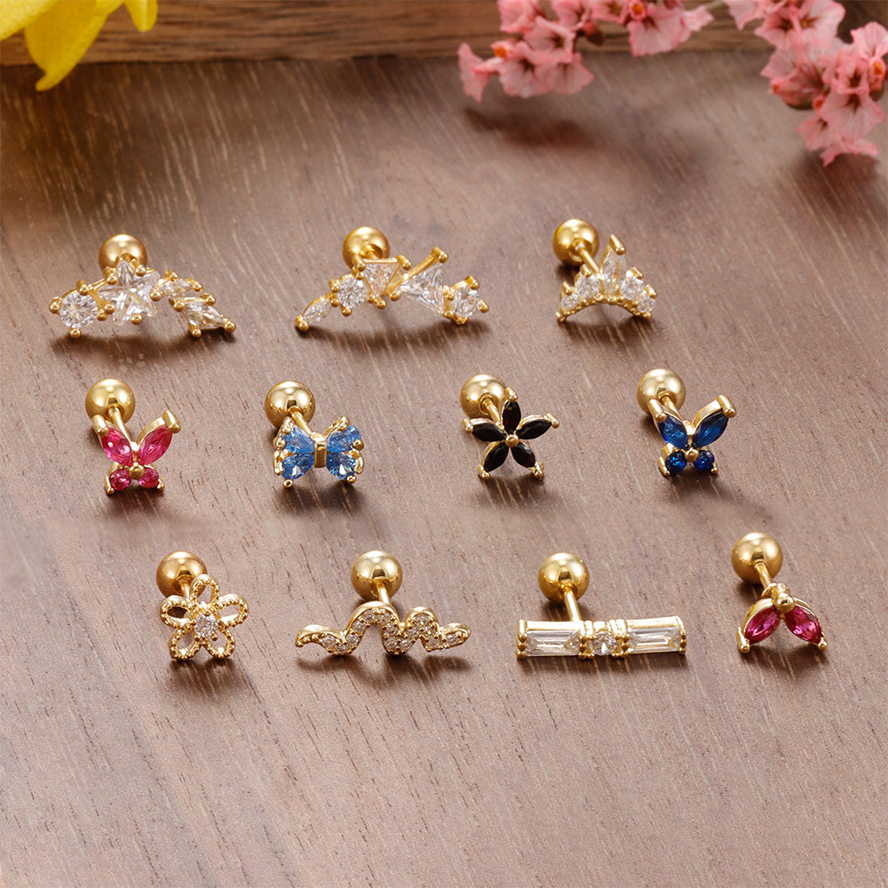 2g Weight Ion Plating (IP) Gold Plating Process 304 Stainless Steel Ear Needle Material Ear Studs Classification 1 Piece Quantity Casual, Holiday, Daily Occasion 304 Stainless Steel Material Flower, Snake, Butterfly, Bow Knot Pattern All Seasons Season Women's Gender Polished Finish Elegant, Modern Style Style 1 Piece Elegant Modern Style Flower Snake Butterfly 304 Stainless Steel Ear Studs 无