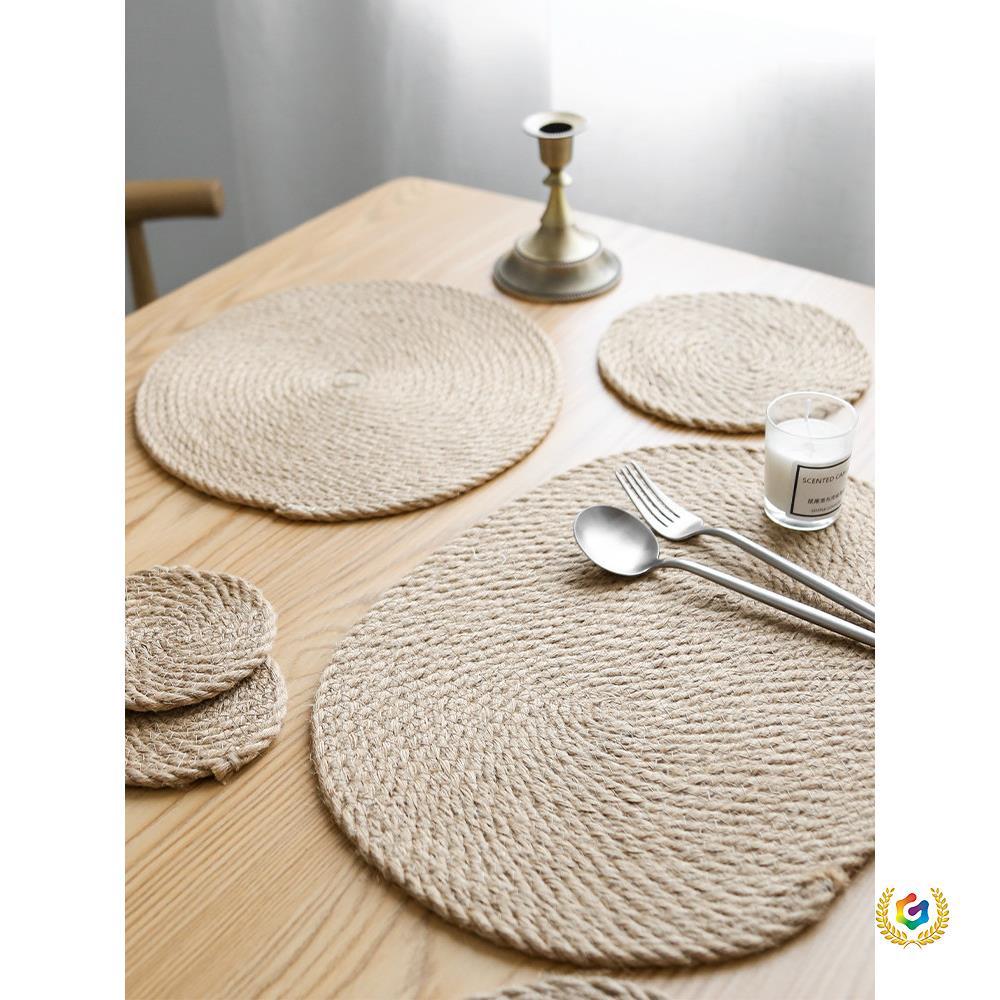 ✅ Japanese-style linen woven heat-resistant placemats, pot mats, dish mats, table mats, serving mats, bowl mats, and cup coasters for home use