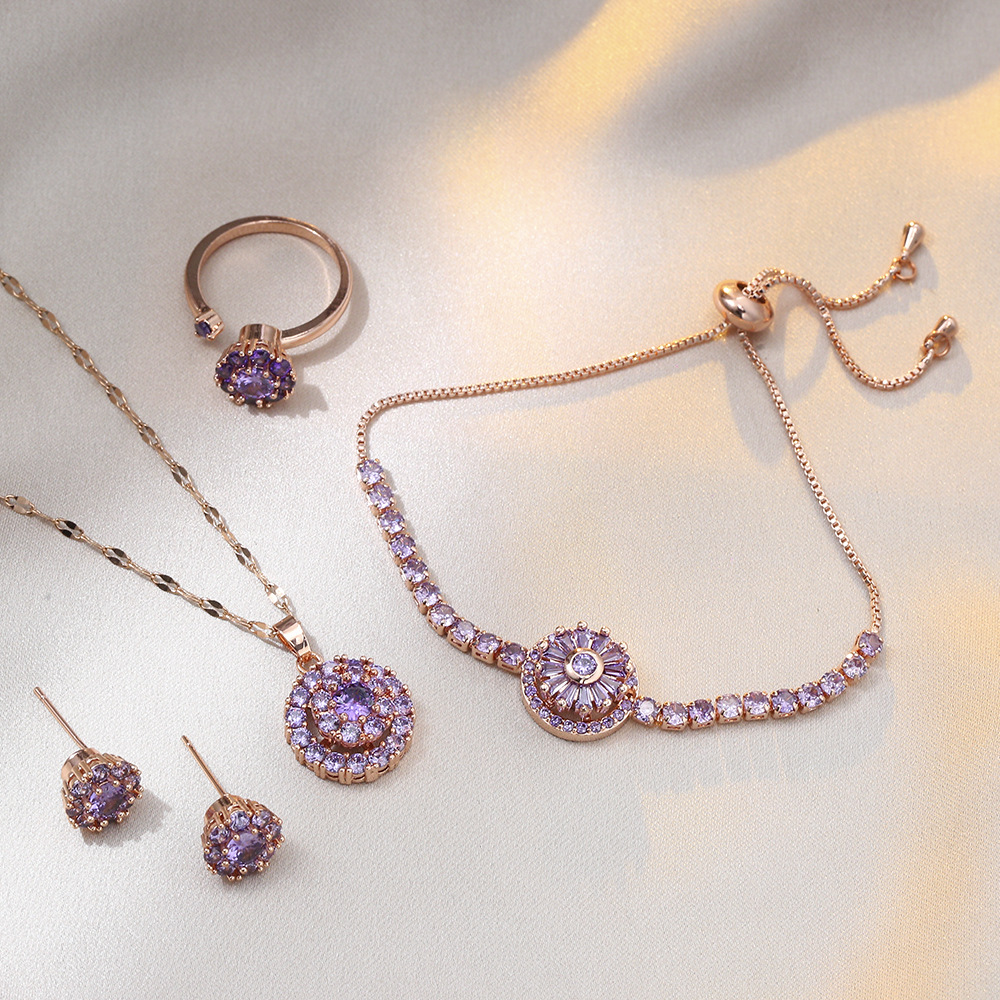 Set di gioielli in acciaio titanio da donna stile coreano zircone_voghion.com