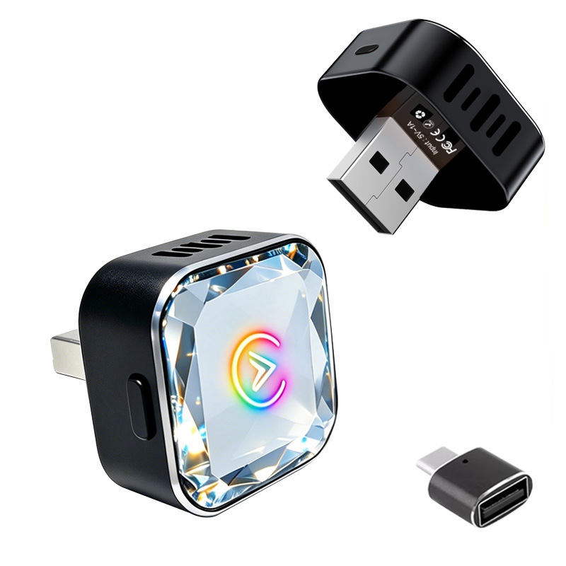 Cross-Border Popular Car-Mounted Wireless Carplay Adapter Android Auto 2-in-1 Wired to Wireless Adapter