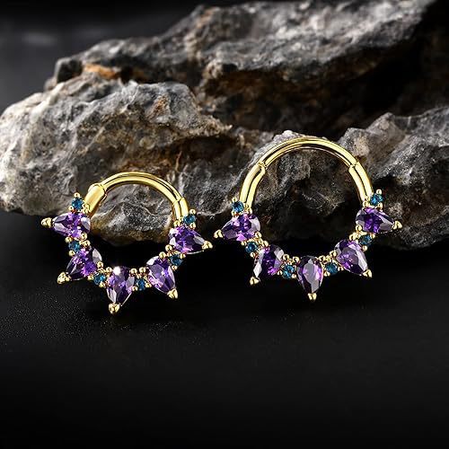 2024 Hot Selling Stainless Steel Nose Ring Zirconia Amethyst Titanium Steel Nose Jewelry for Women detail image 9