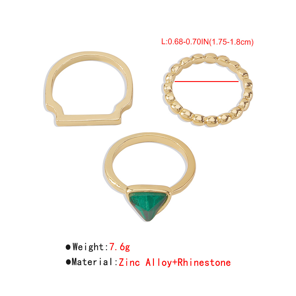 European And American Fashion Glass Diamond Geometric Alloy Diamond Ring Set display picture 4