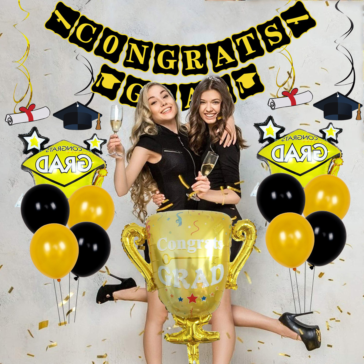 Ceremonia de la temporada de graduación Decoración del ambiente Temporada de graduación Globos Certificado de graduación Decoración de la escena del aula Conjunto de globos Personalización